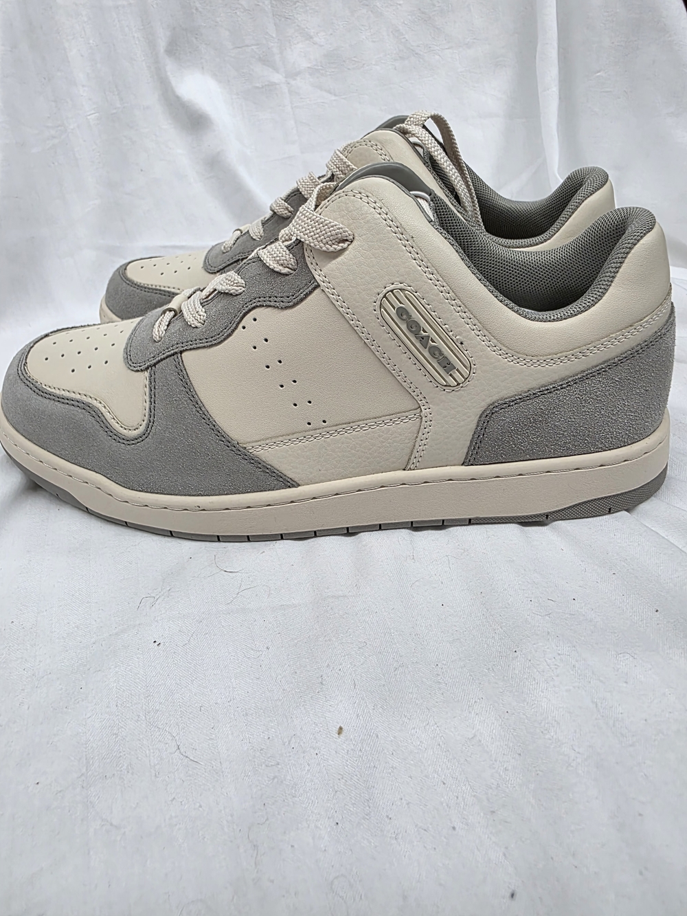Coach Women’s Two-Tone Cream and Gray Leather Sneakers - Picture 3 of 10